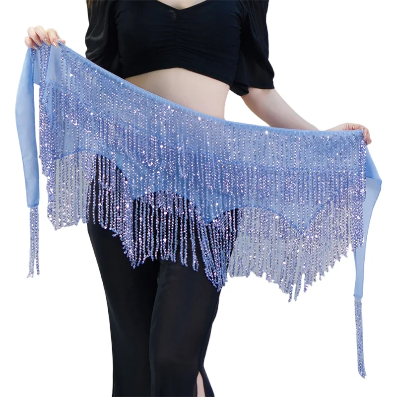 Glänzender Hüftschal mit Perlen und Quasten für Damen, Taillenkette für Bauchtanz-Aufführungen, Kostüm-Accessoire, Orientalische Tänzerkleidung für Shows