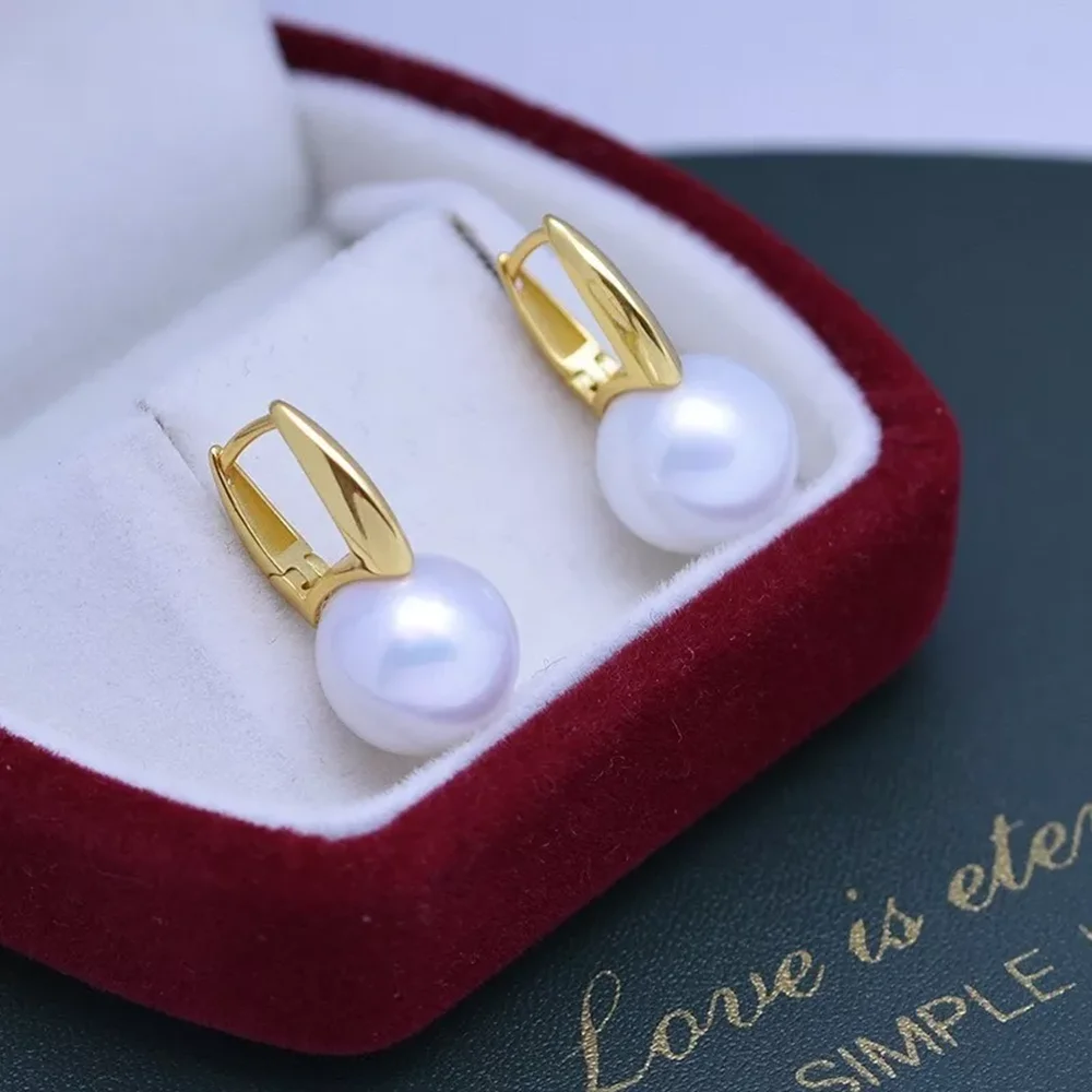 

Beautiful AAA9-10mm 10-11mm South Sea Natural White Round Pearl Earrings 925S