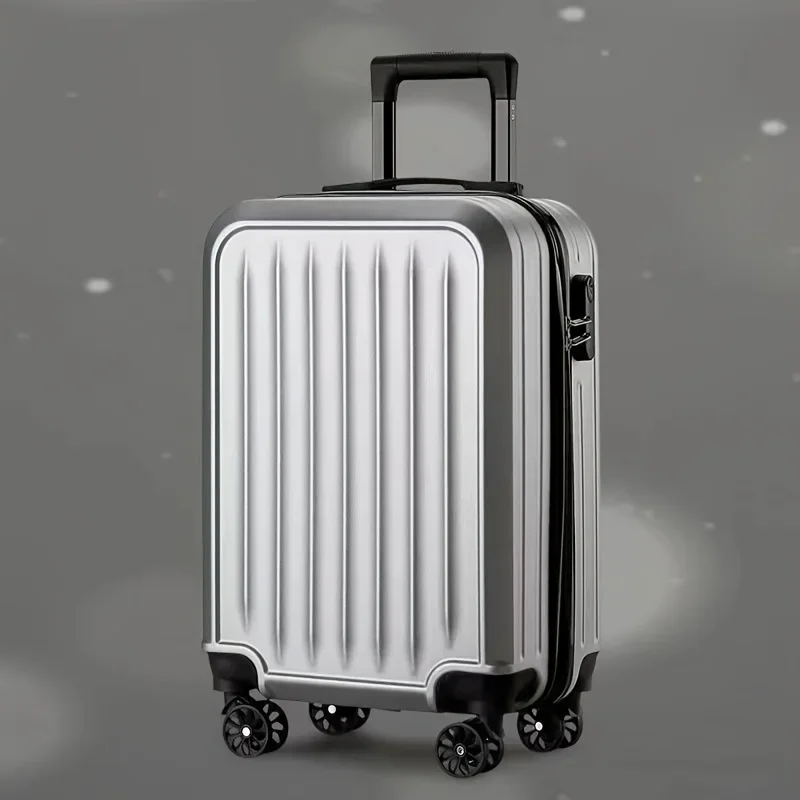 Simple Fashion 20 Inch Suitcase Universal Wheel Combination Lock Trolley Case Solid Colour Business Striped Boarding Box