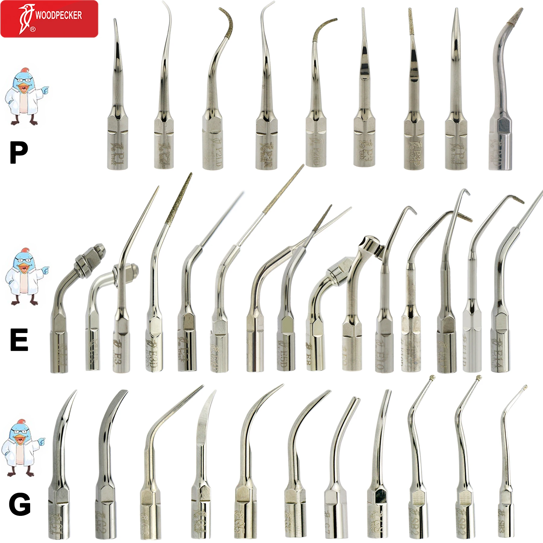 Oryginalne końcówki do skalera ultradźwiękowego Woodpecker Dentysta końcówka ultradźwiękowa P E G SB do czyszczenia zębów Produkty dentystyczne Pasują do EMS