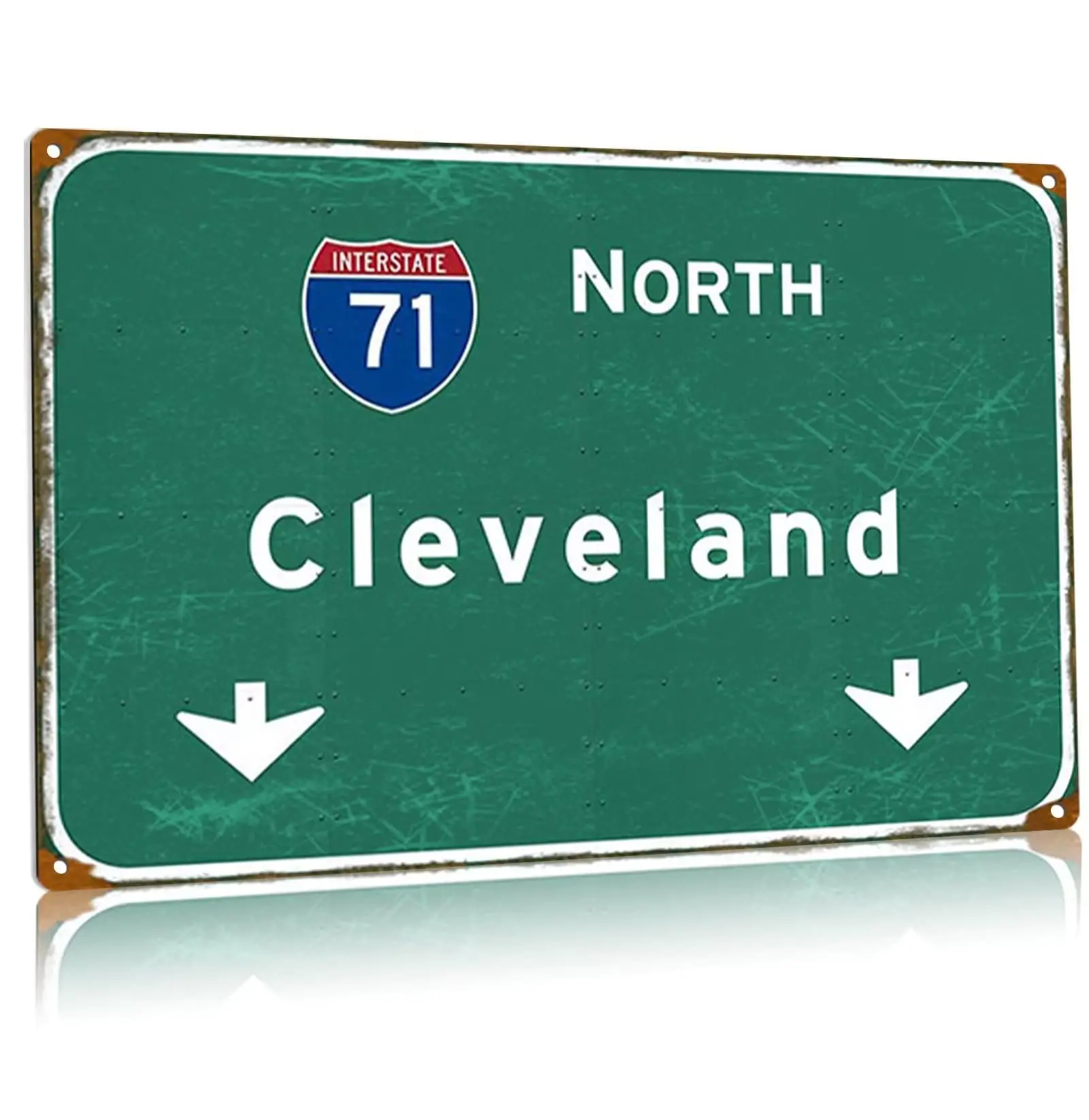 Street Metal Tin Signs Retro North Interstate 71 Road Sign Signage Highway Signage Plaque Bar Club Restaurant Garage W