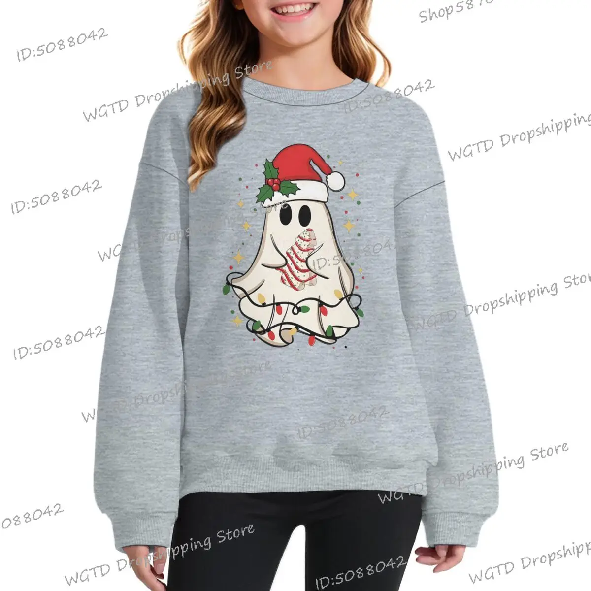 2025 عيد الميلاد الاطفال ملابس الكرتون بو عادية كم طويل البلوز 3-13 سنة بنين بنات فضفاض الأساسية بلايز عيد الميلاد بلوزات #4