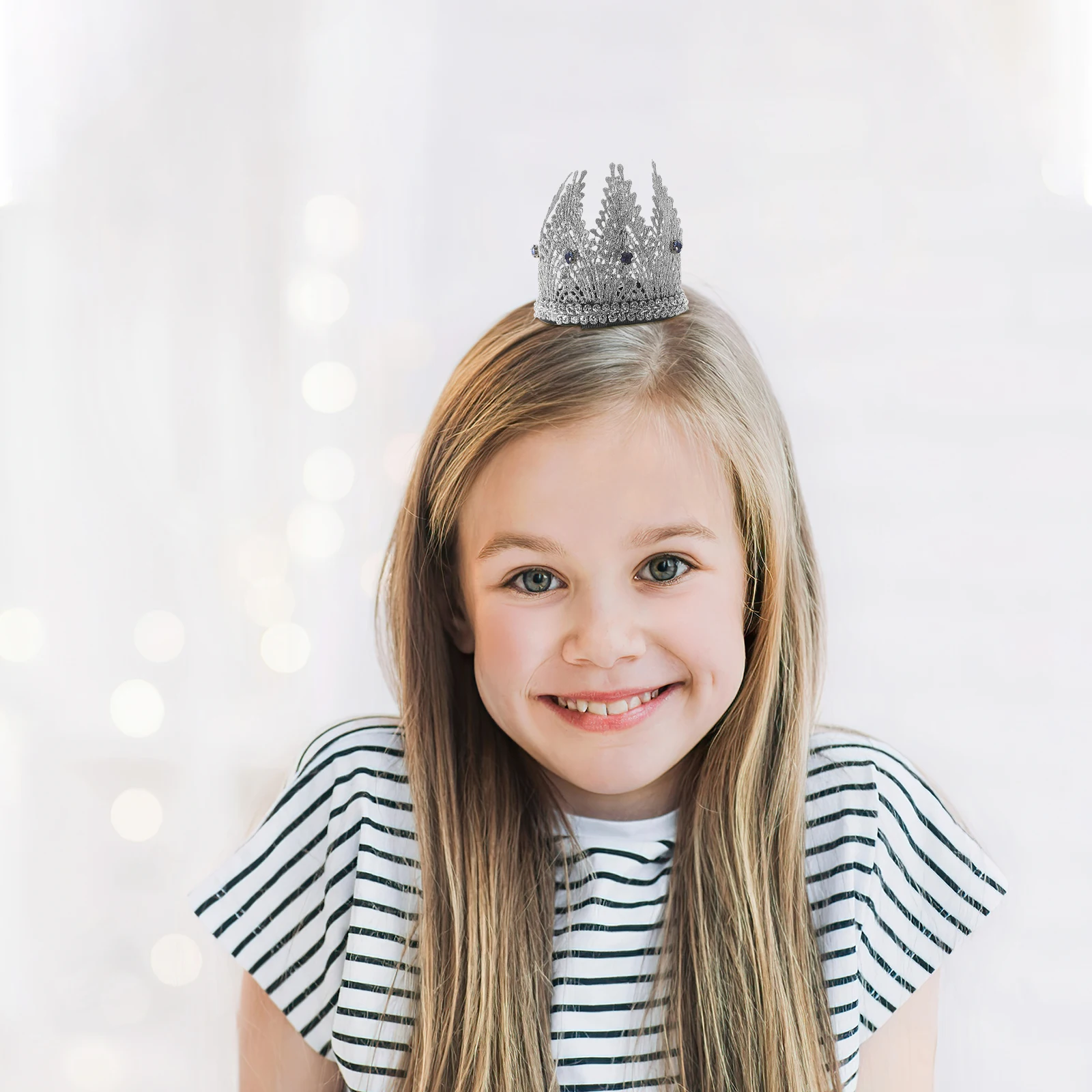 

2Pcs Crown Headb Elastic Baby Headdress Lace Tiara Photo Prop Rhinestones Elegant Girls Boys Women Cake Smash Birthday