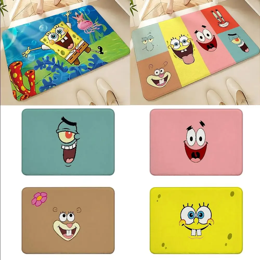 Anime S-SpongeBobs Floor Mats Home Laundry Rug Carpet For Living Room Decor Lounge Area Anti-slip Foot Mat Entrance Doormat