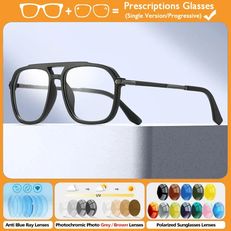 

KUXA фотохромные мужские очки в оправе большого размера с защитой от синего света, близорукость, квадратная оправа, индивидуальные очки