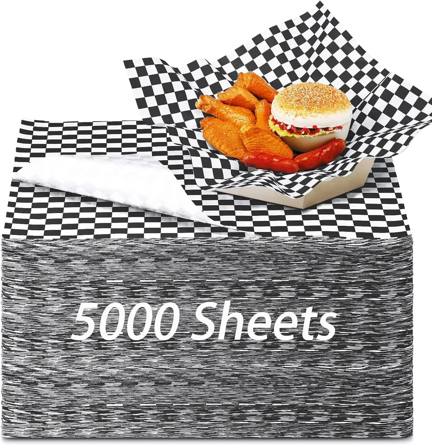 

5000 Sheets Sandwich Wrap Sheet 12 x 12 Inch Wax Paper Bulk Fast Food Basket Liners Disposable Parchment Paper Grease Resistant
