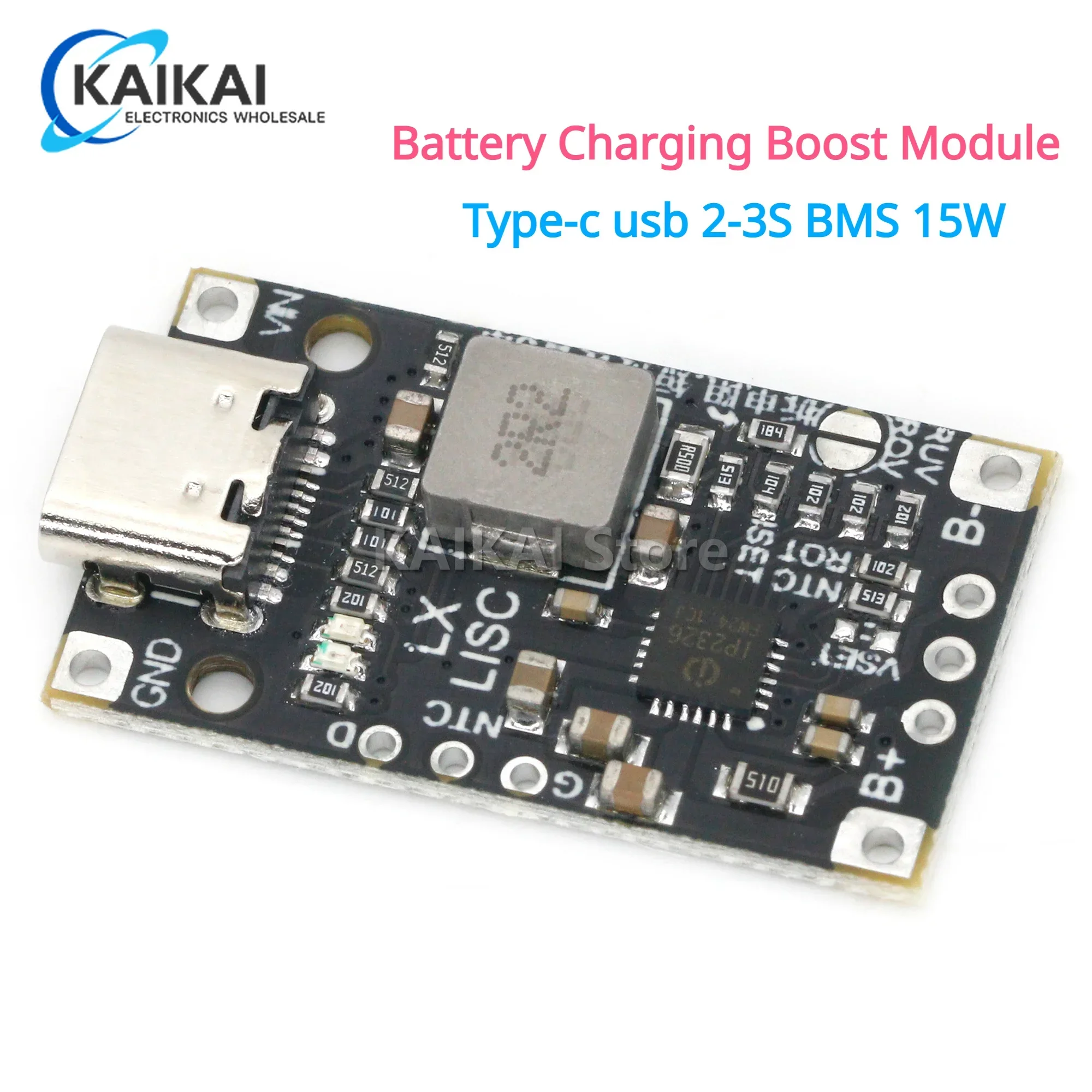 Type-C USB 2-3S BMS 15W 8.4V 12.6V 1.5A Lithium Battery Charging Boost Module With Balanced Support Fast Charge With Indicator