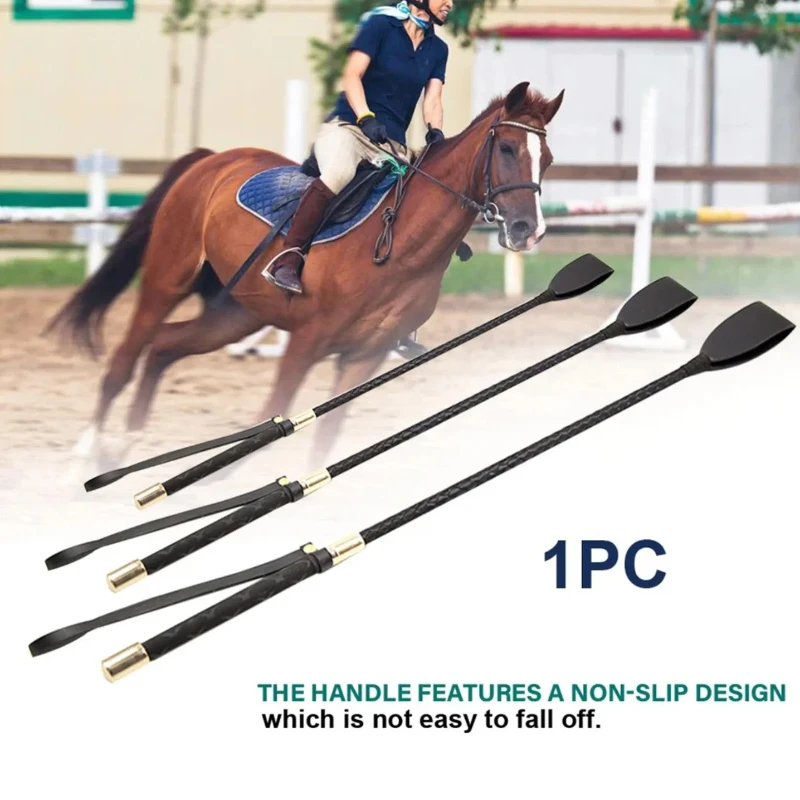 45/54cm Riding Equestrian Whip Training PU Leather Lash Anti-slip Portable Learning for Outdoor Racing Performance Beginner