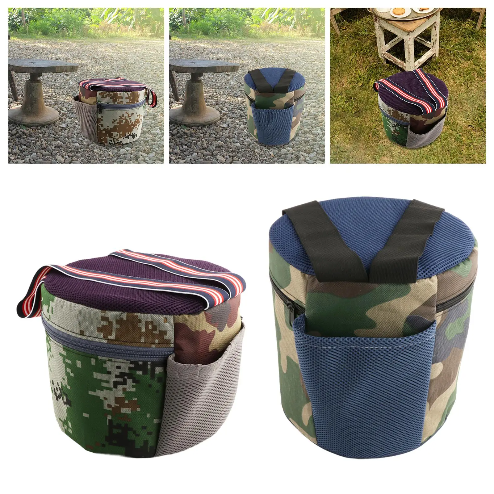 Wearable Camping Stool Lightweight Multifunctional Gardening Seat with Pouch for Weeding Outdoor Activities Sitting