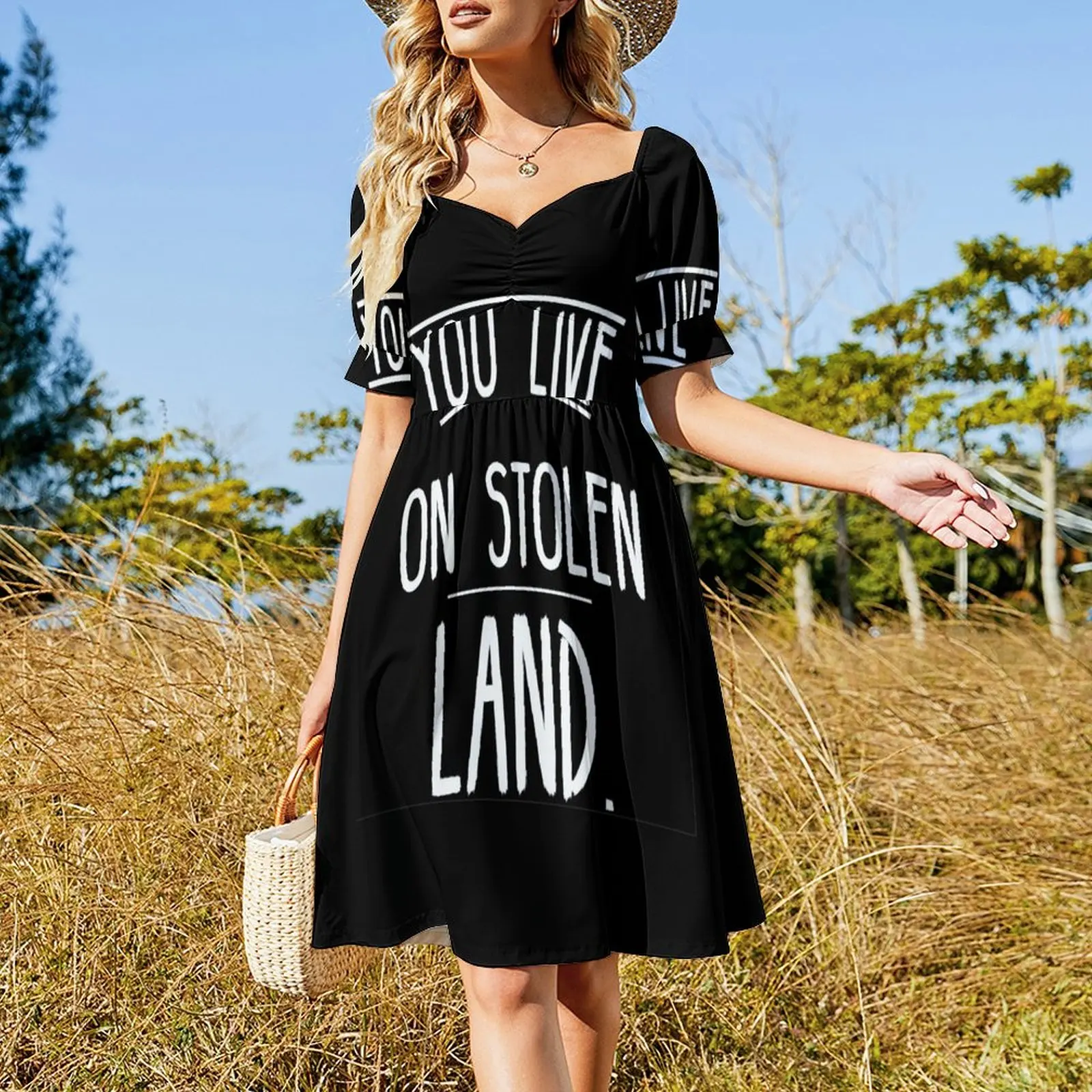 You live on stolen land Short-Sleeved Dress evening dress woman sexy dress for women luxury woman evening