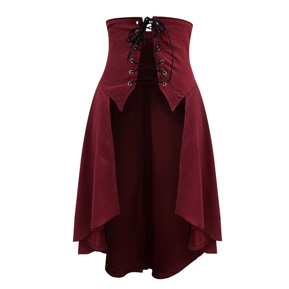 Women Victorian Skirts Gothic Medieval Steampunk Corset Costume Punk Lace Up High Waist Skirt Halloween Party Skirts Faldas