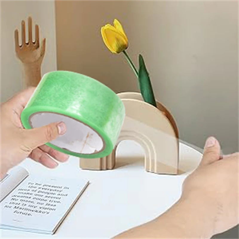 1800inch/Roll Transparent Green Tape Packaging Tool Office Packing Supplies Waterproof PP Material Durable Written As Marking