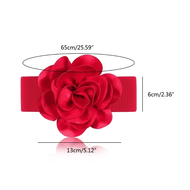 Bloem Elastische Riem Bloem Decoratieve Riem Wijde Jurk Tailleband Rekbare Riem Bloem Taille Riem Voor Jurk Brede Riem