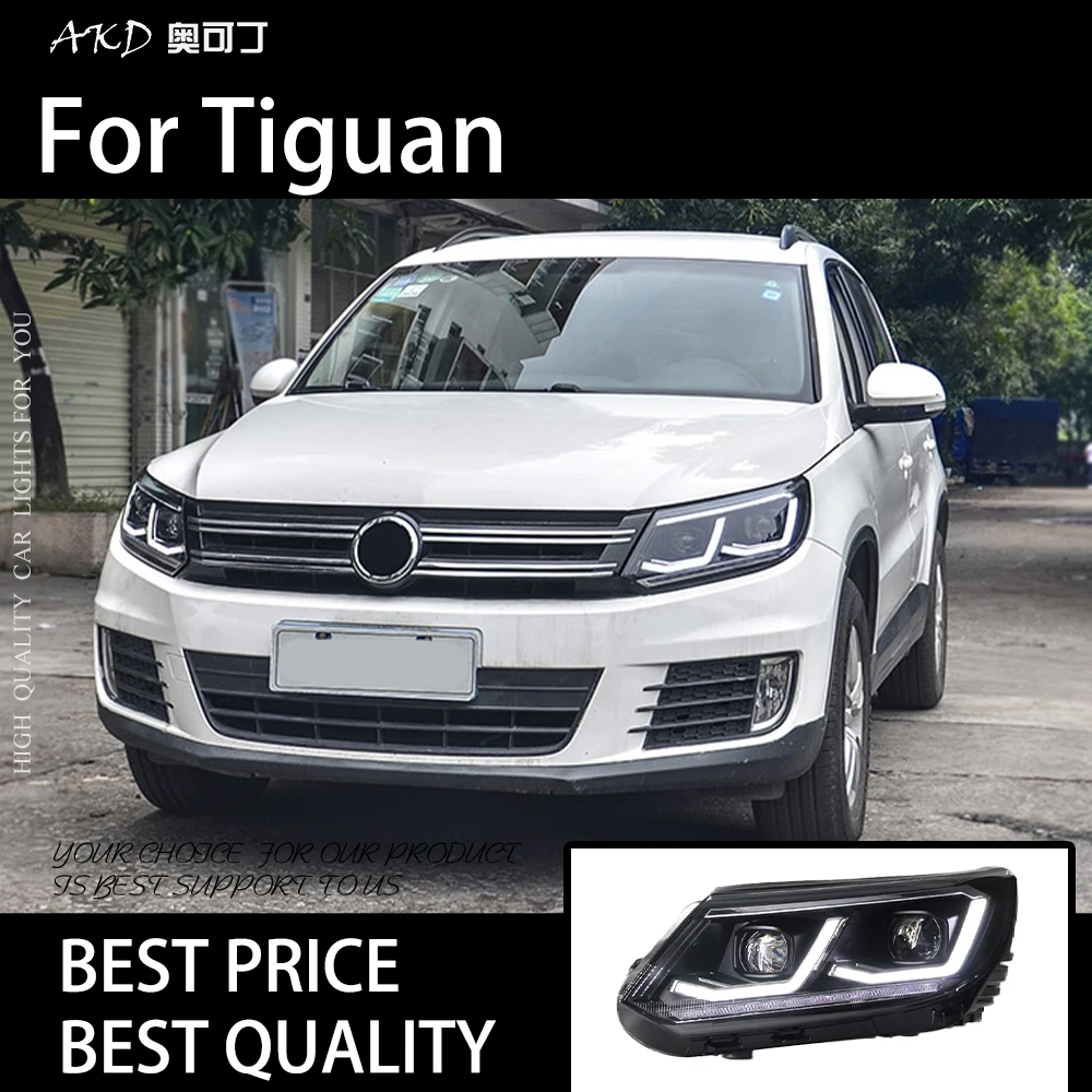 

Автомобильные фары для Tiguan 2013-2016, светодиодные автомобильные фары в сборе, обновление слез, дизайн глаз, линза Bicofal, сигнальная лампа, аксессуары для инструментов