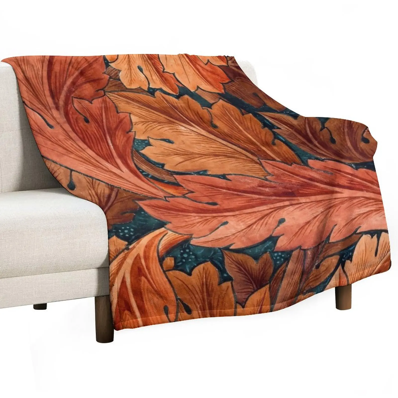 William Morris's Acanthus (1879-1881) famous artwork. Original from The Birmingham Museum Throw Blanket Summer Picnic Blankets