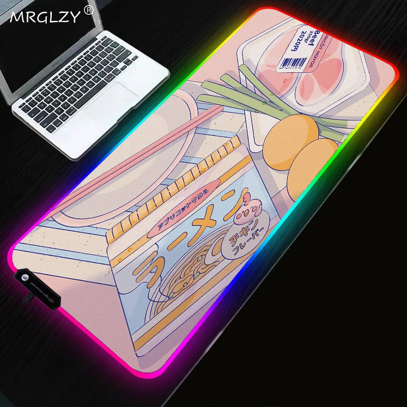 

Pink Mouse Pad Rgb Anime Rug Kawaii Illustration Cute Food Drink Setup Gaming Table Mat Memo Pads for Girls Rog Mouse Carpet