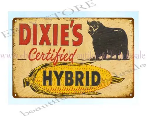 office bar home decor Dixie Hybrids seed corn farm ranch metal tin sign