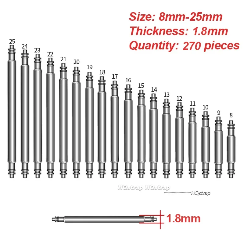 360pcs 270pcs 8mm-25mm Stainless Steel Watch Spring Bar Watch Strap Pins 1.5mm 1.8mm Diameter Watch Band Link Pin Repair Tools image 2