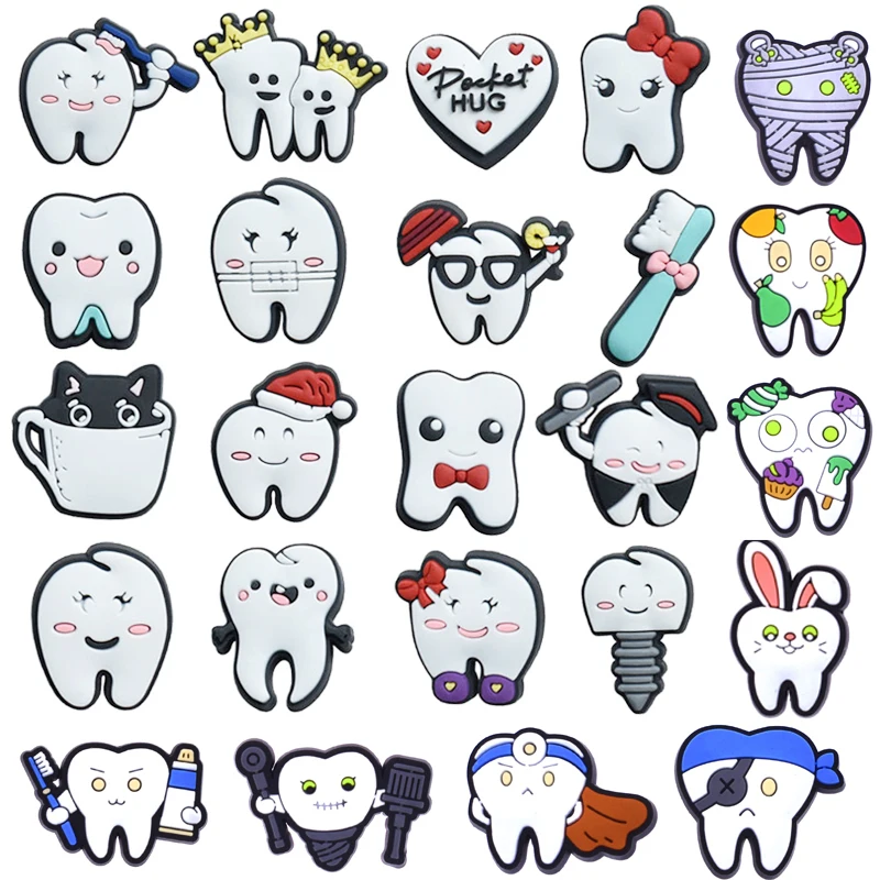 Sales 1Pcs New Arrivals Cute Tooth Shoe Charms for Crocs Accessories Pin Shoe Decoration Kids Adult Christmas Party Gifts