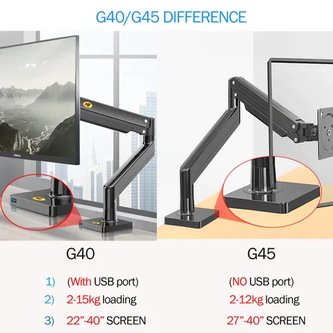 Кронштейн для монитора NB G40 22-40 дюймов с газовым амортизатором и USB 3.0 — пример использования