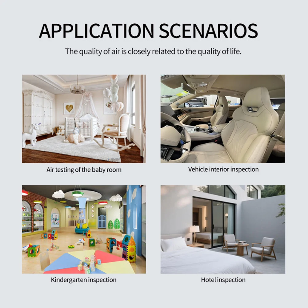 NEW 5 In 1 Formaldehyde Monitor USB Rechargeable Carbon Dioxide Detector Temperature Humidity Monitor for Air Quality Detecting