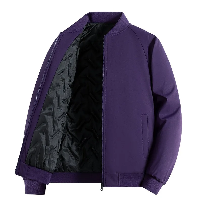 KIDWHXR Man Baseball Jacket Winter Thicken Warm Stand Collar Men Loose Coat Outdoor Sport Casual Long Sleeve Male Outerwear