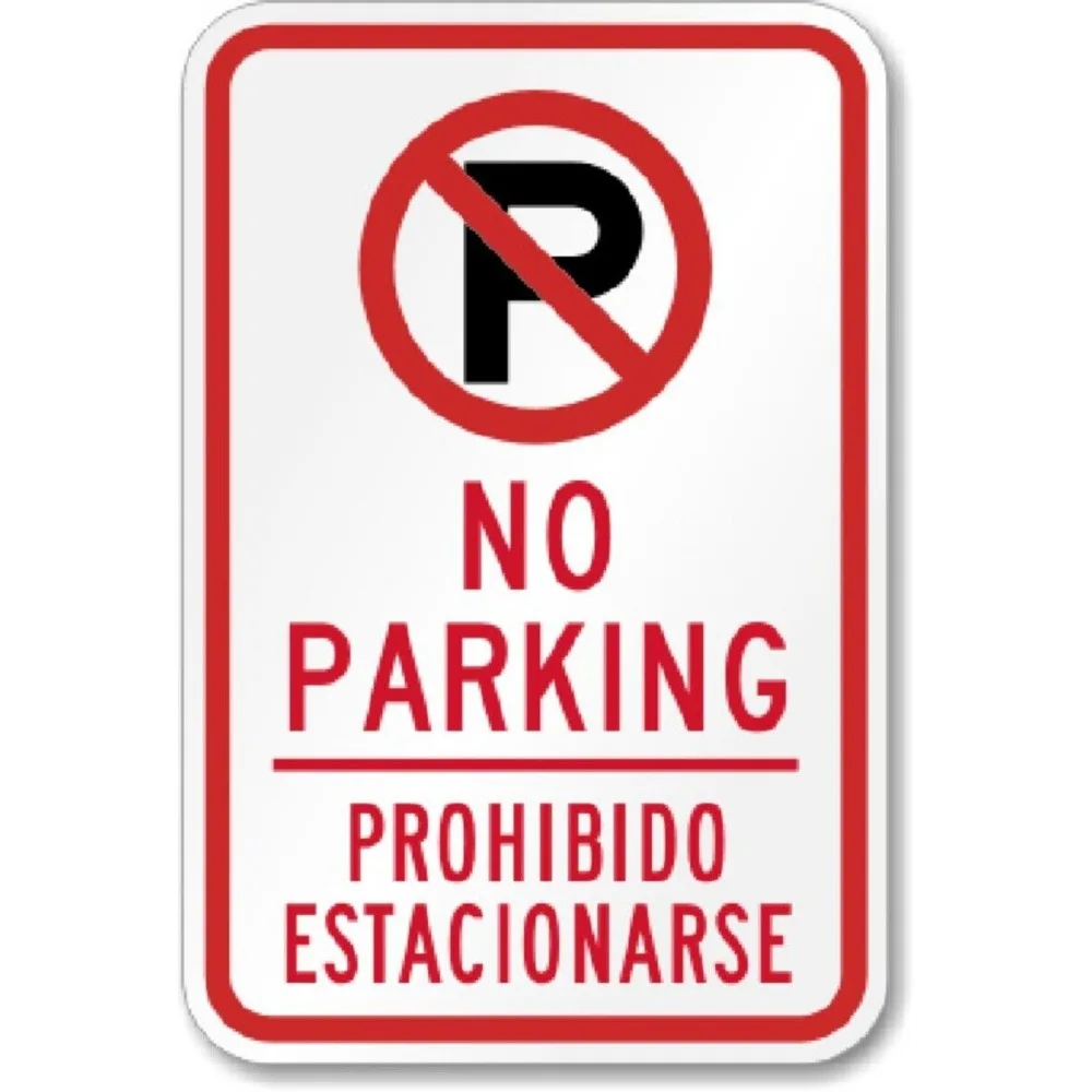 No Parking Spanisch-Englisch-Schild, wetterfestes Aluminium, 20,3 x 30,5 cm