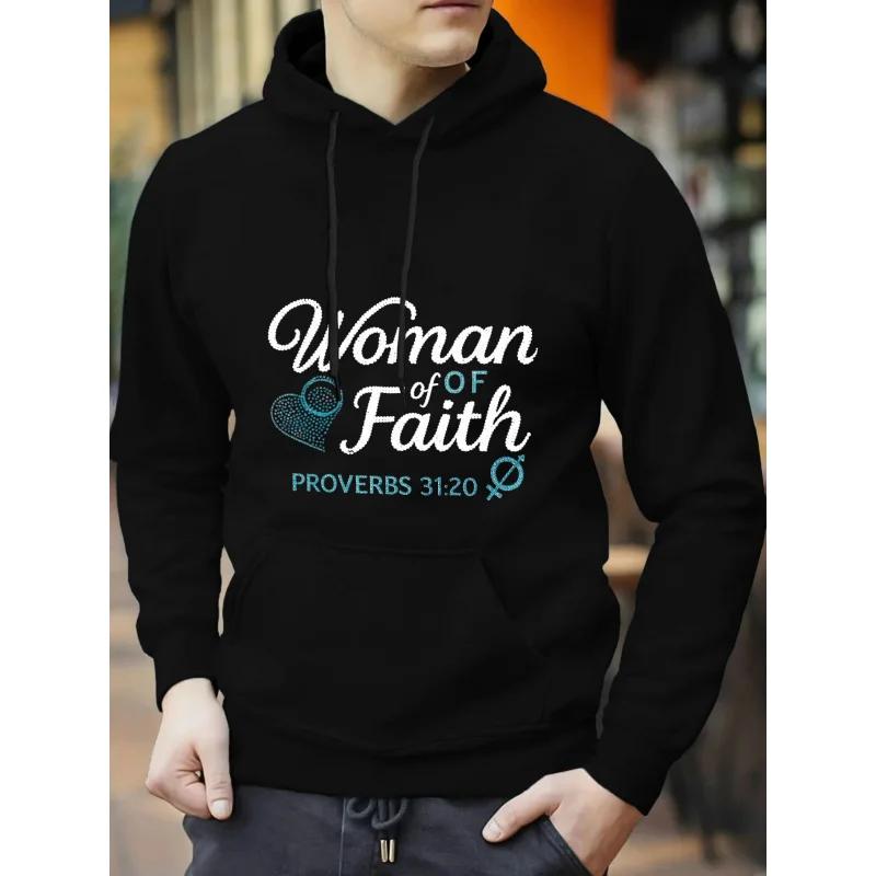 هوديي رجالي أبيض امرأة الإيمان الأمثال 31:20 مطبوعة آية الكتاب المقدس الدينية عالية الجودة القطن لباس غير رسمي لملابس اليومية #2