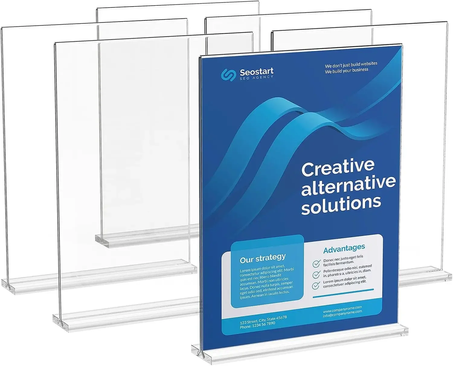 Acrylic Sign Holder, 6 Pack 8.5 x 11-inch Brochure Display Holders, T-Shape Double Sided Display Sign Stand