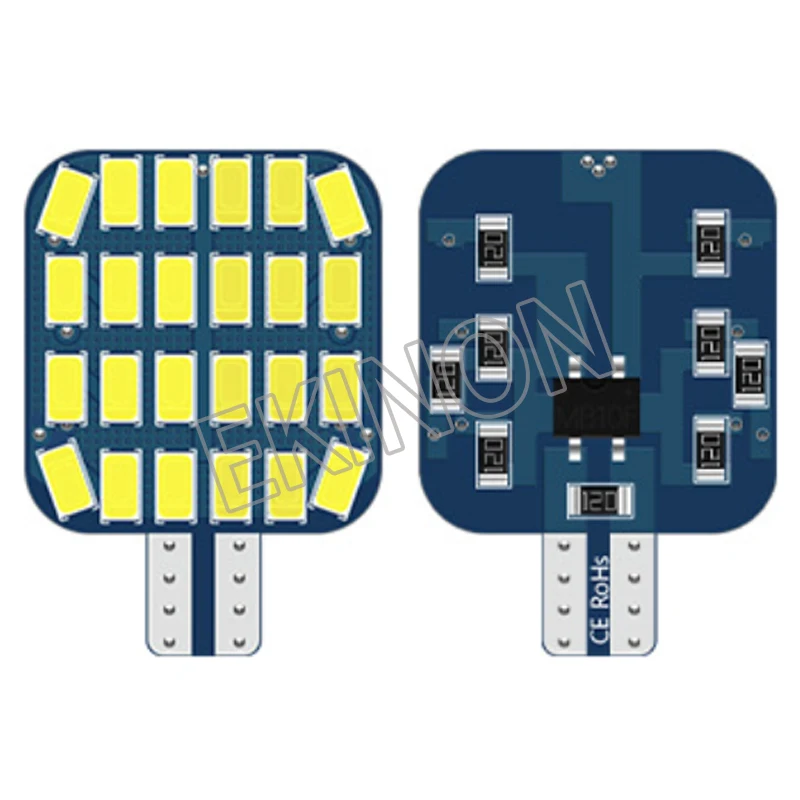 50pcs T10 LED W5W Non-polar Auto RV Interior Dome Light Car Round Plate Indoor Lamp Bulb 5730 24SMD Warm White