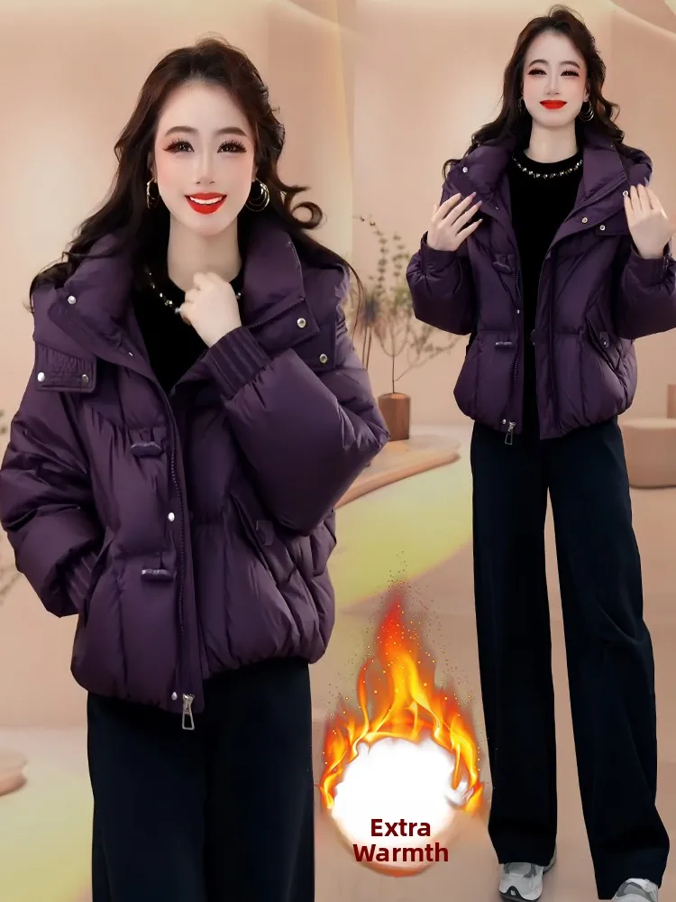 Koreański płaszcz zimowy Sle Thiened dla kobiet, wytrzymały, zapinany na zamek, ocieplany bawełną, ciepły, stylowy do dojazdów do pracy.