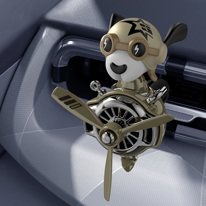 Cool hound dog bobble head shaking rotate plane pilot car air freshener vent accessories decorations ornament fragrance diffuser - view 3