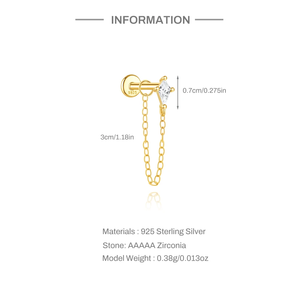 AIDE 925 Sterling Silber Pferdeaugen Doppelschichtige Quaste für Damen, flacher Rücken, Knorpelpiercing, Ohrknochen-Ohrringe, edler Schmuck – Detail 27