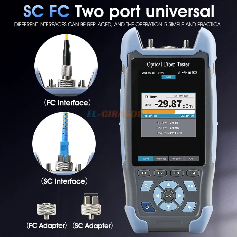 Pro Mini OTDR Optic Reflectometer With 9 Functions VFL OLS OPM Event Map 22/24Db For 64Km Fiber Cable Ethernet Tester FTTH