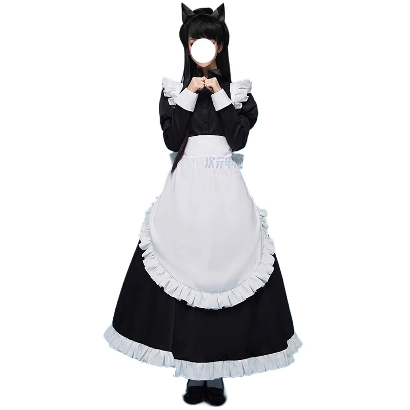Frauen Maid Outfit Langes Kleid Schürze Kleid Lolita Kleider Kleidung Unisex Cafe Kostüm Cosplay Anime Kostüme Jujutsu Kaisen