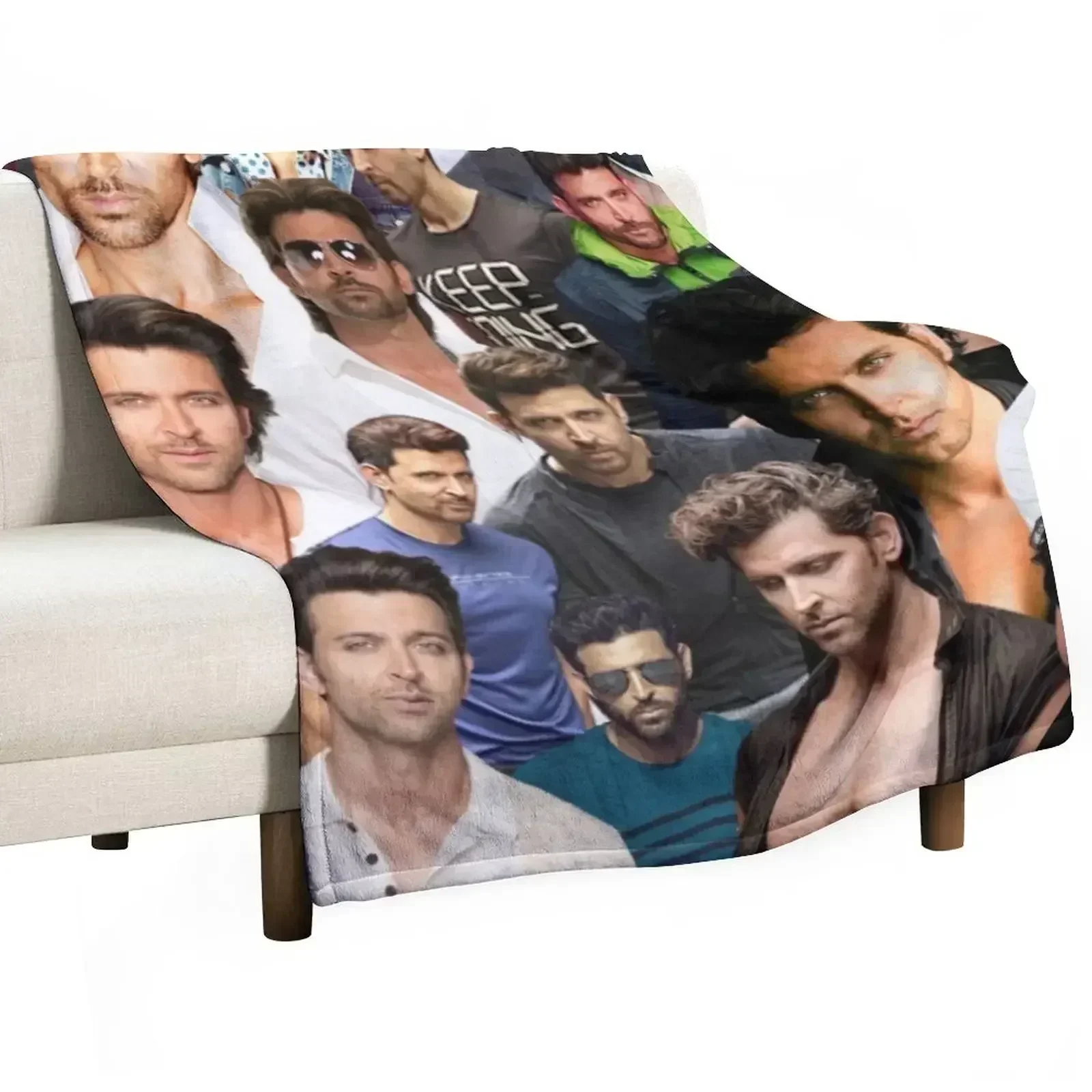 

Hrithik Roshan photo colllage Throw Blanket Lightweight Warm Blanket for Travel Camping