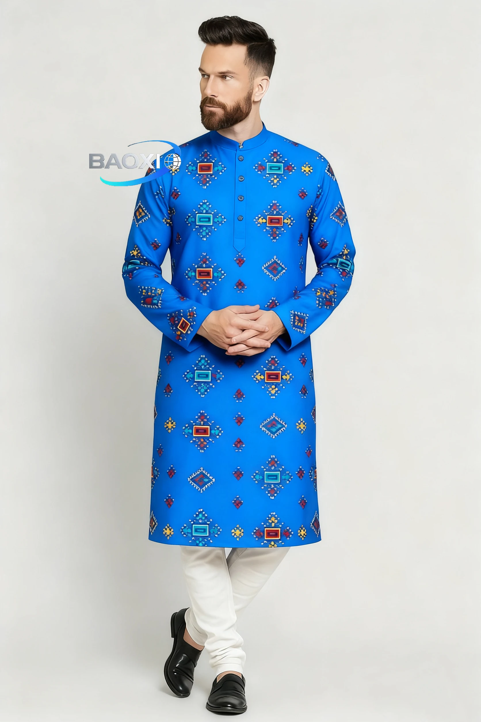 Men's printed pattern kurta vardha fashionable and comfortable fit regular robe suitable for all occasions ethnic clothing