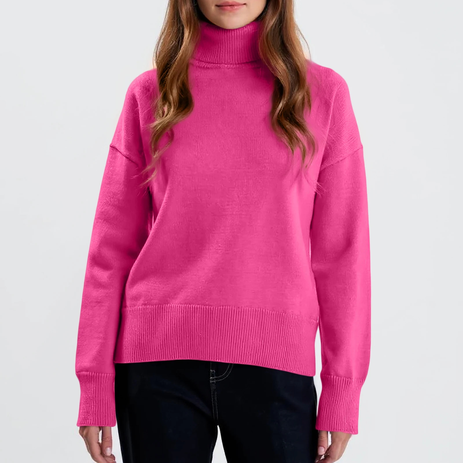 المرأة طويلة الأكمام الشتاء سترة سترة بلوفر مغزول الجولة الرقبة سترة البلوز محبوك سترة ملابس الشتاء امرأة