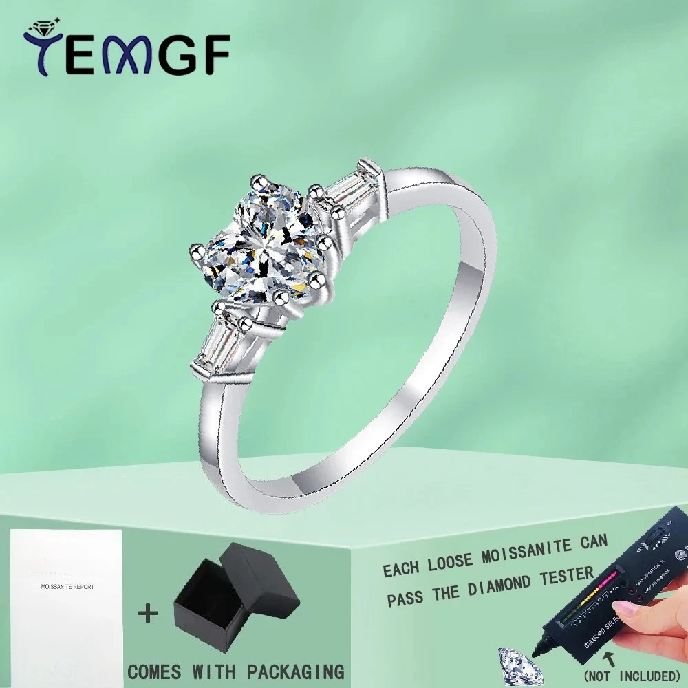 

TEMGF Real Moissanite Love Ring GRA Certification for Women S925 Pure Silver Engagement Wedding Anniversary Luxury Fine Jewelry