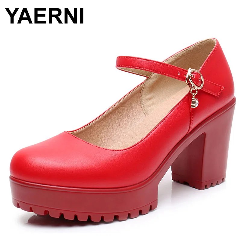 

6cm 8cm 10cm Small Size 33-43 Shallow Soft Leather Mary Janes Platform Shoes 2025 Spring Block High Heels Shoes Office Mom Dress