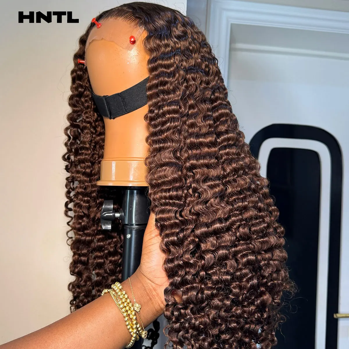 Beginner-Friendly Glueless Wig Human Hair Burmese Curls 13x6/360 HD Lace Front Wigs PrePlucked Brown Color 13x4 Lace Frontal Wig