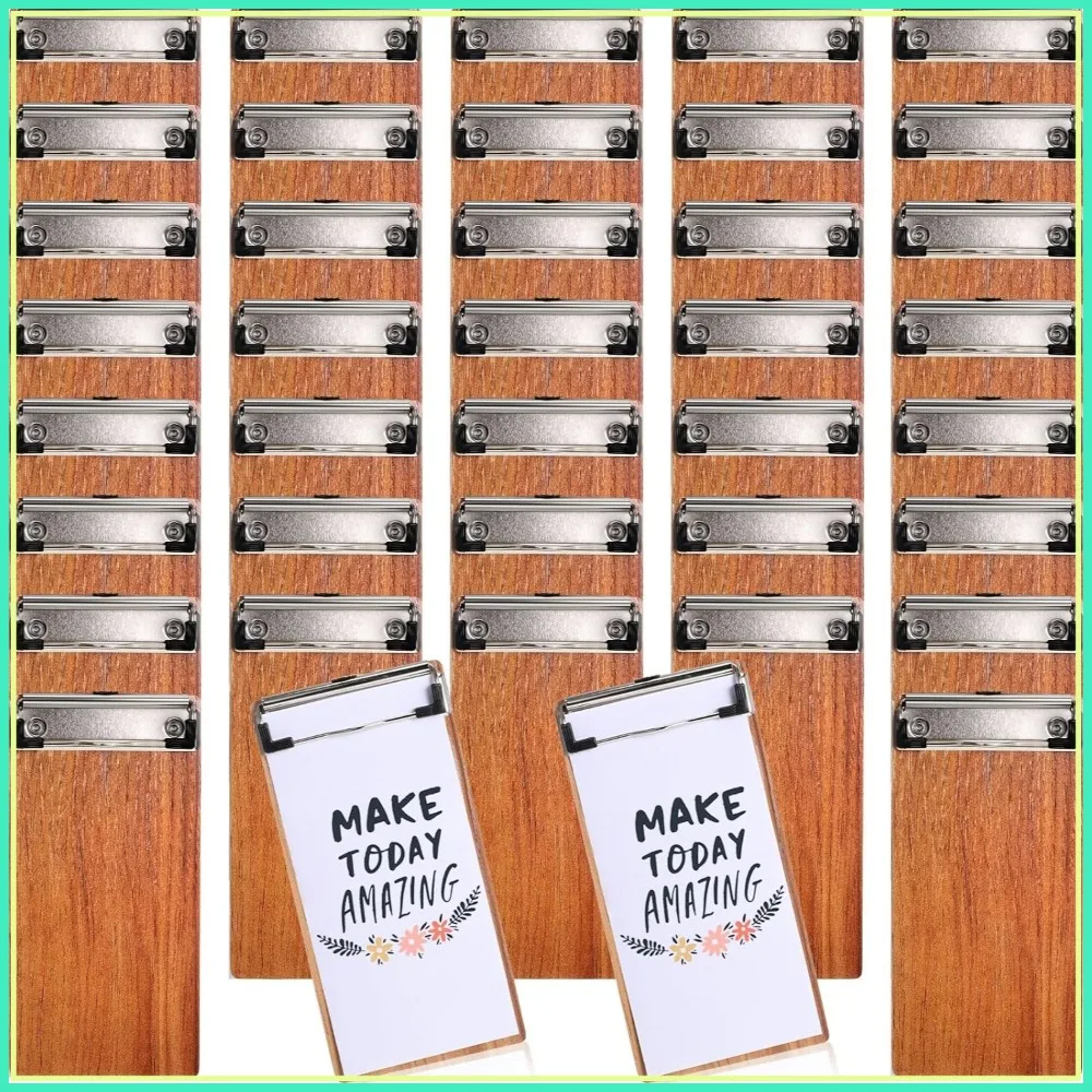 

40 Pcs Mini Clipboard Wooden Half Page Check Presenters for Restaurant School Waitress Server Menu Holder, 8x4 Inch