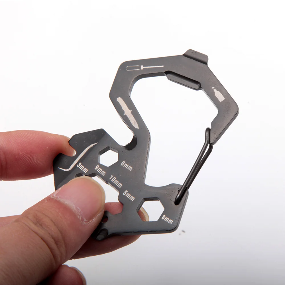 Multifunctional Portable Stainless Steel Tool Carabiner Outdoor Survival Camping Accessories Hang In Backpack All In One