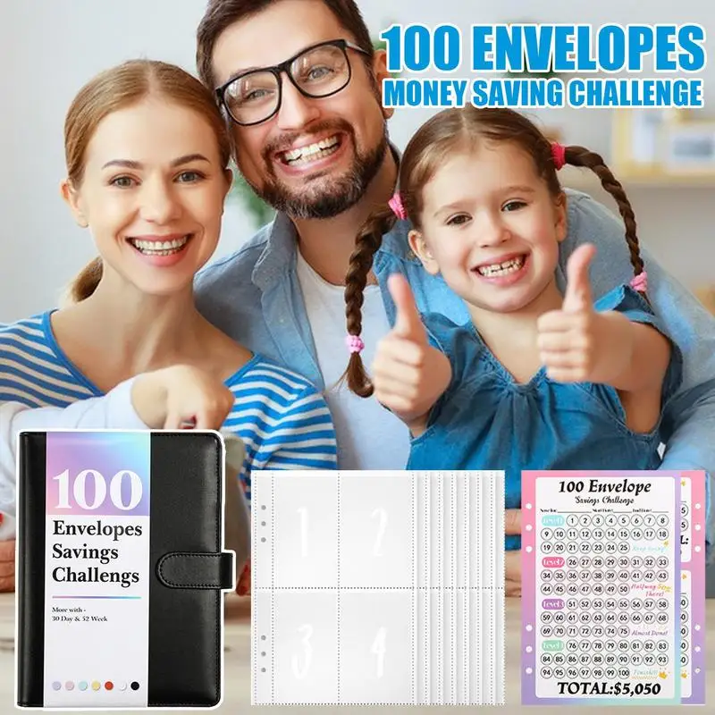 Cash Savings Challenge Binder Savings Budget Book Binder With Cash Envelopes Waterproof A5 Binder 100 Day To Save 5 050 For Home