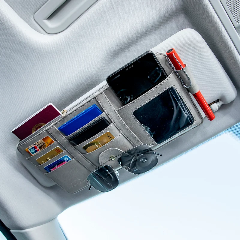 Car Sun Visor Bill Pen Business Card Holder CD DVD Organizer Storage Box Sunglasses Clip Stowing Tidying Trucks Car Accessories