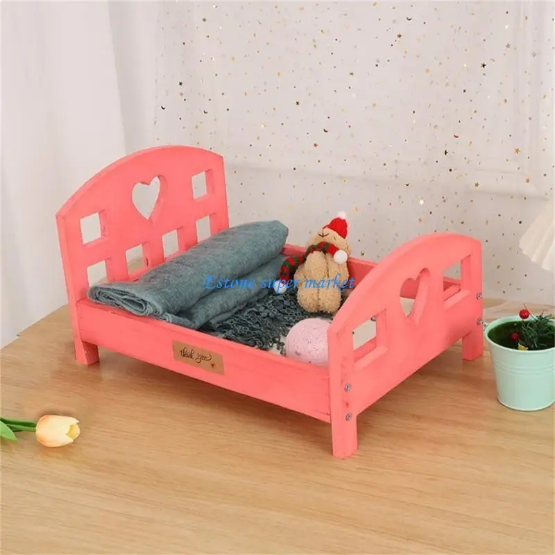 090B Wooden Posing Bed for Newborns Photography, 0-3 Month Baby Photoshoots Props Professional Studio Crib Bed Props