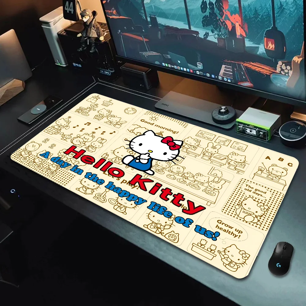 Cute Cartoon H-Hello K-Kitty Anime Mousepad Large Gaming Mouse Pad LockEdge Thickened Computer Keyboard Table Desk Mat