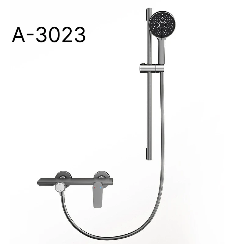 Gunmetal Gray Aluminum Alloy Shower Set, Simple Durable Bathroom Shower Kit for Home, Apartment Renovation