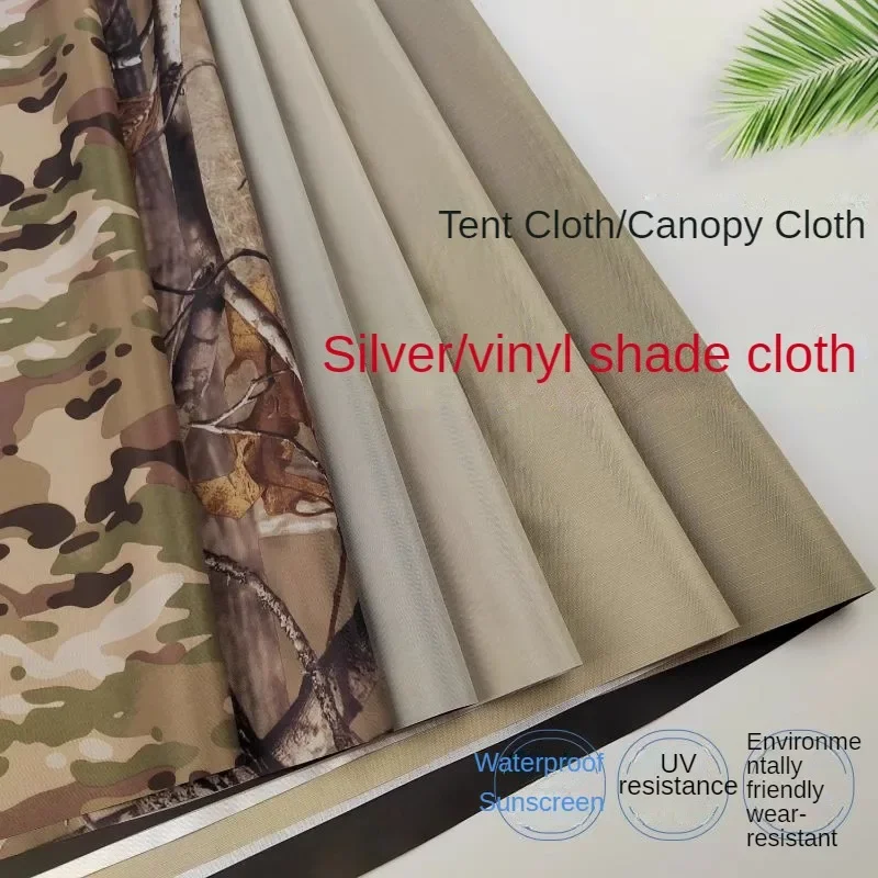 210D Waterproof Oxford Fabric Uv-proof By The Meter for Tool Bags Tents Sky Canopy Sewing Black Glue Silver Coating Cloth Beige