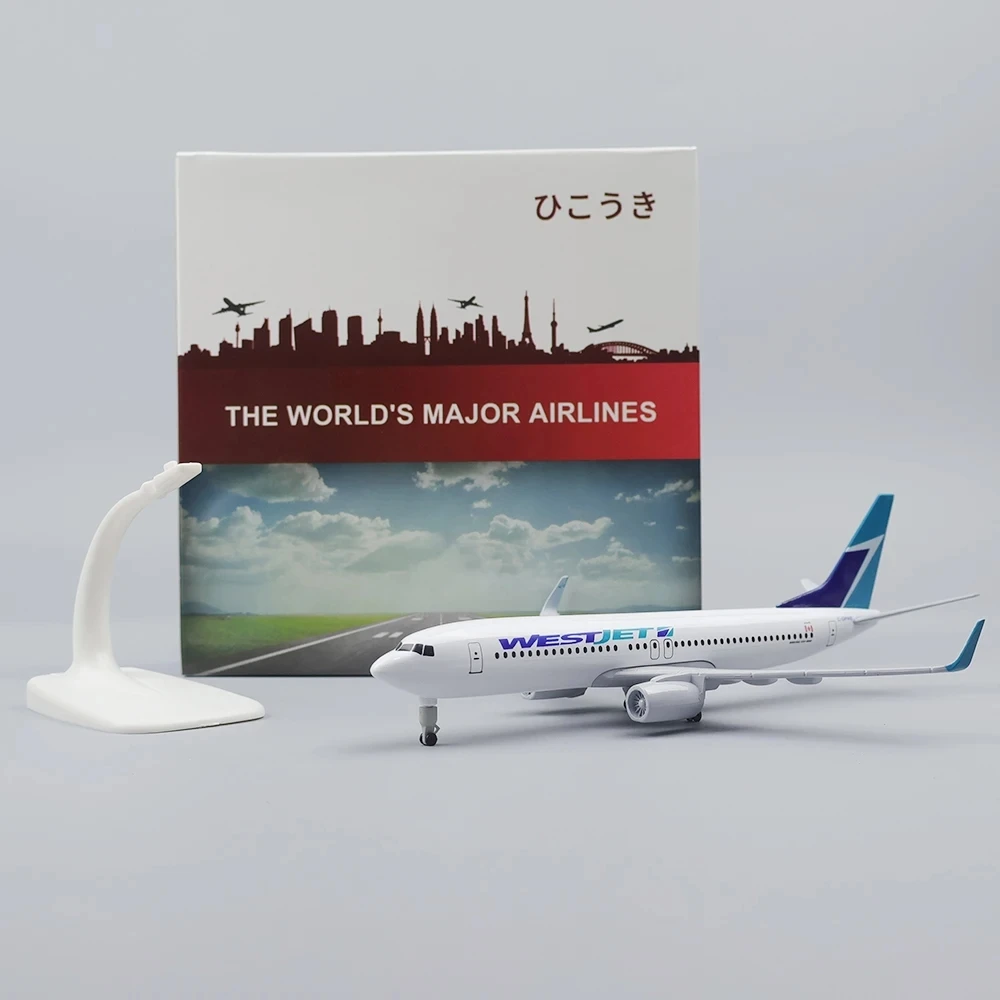 

Diecast Airplane 20CM WestJet 737 Simulation collectible Aircraft Alloy Metal toy planes for boys gift Souvenir Plane Toy
